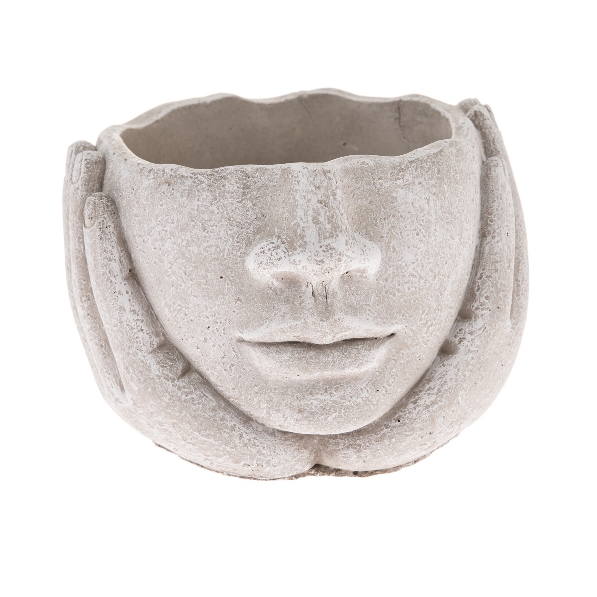 Capac pentru oală din beton Cap în mâini gri, 15 x11 cm