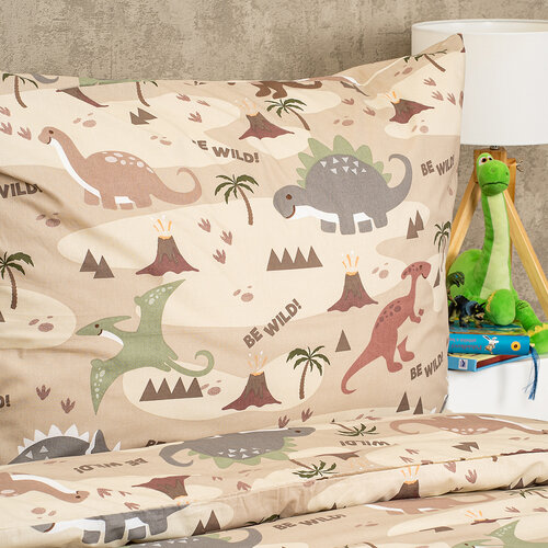 Lenjerie de pat din bumbac pentru copii 4Home Dinoworld, 140 x 200 cm, 70 x 90 cm