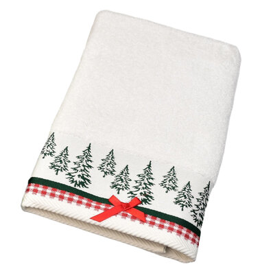 Махровий банний рушник з жакардовим кантом Christmas білий, 70 x 130 см
