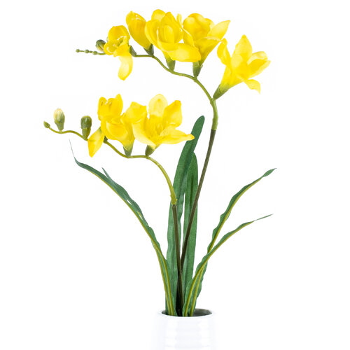 Sztuczny kwiat Frezja żółty, 57 cm