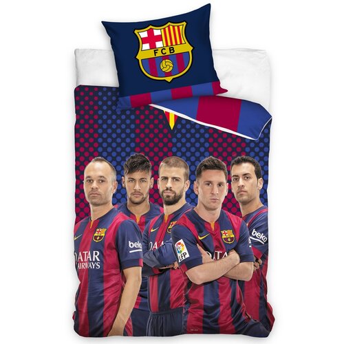 Bavlněné povlečení FC Barcelona Hráči, 160 x 200 cm, 70 x 80 cm