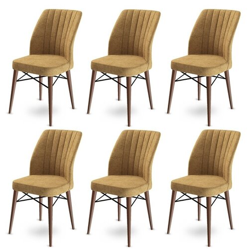 Esszimmerstuhl-Set Flex in Cappuccino and Brown, 6 Stück