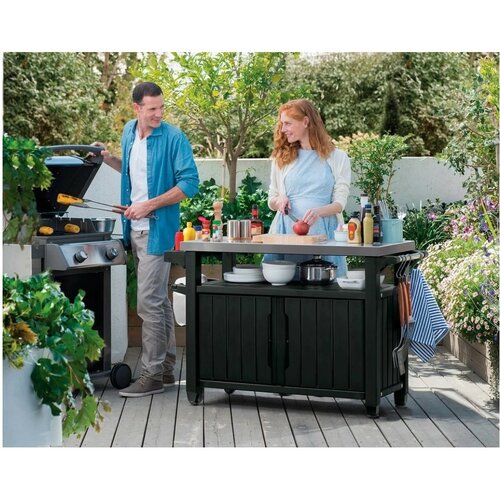 Keter Multifunkcionális kerti grillasztal UNITY XL270l grafit, 134 x 52 x 90 cm