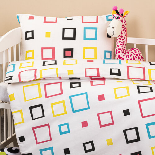 Baumwollbettwäsche für Kinderbetten Quadrate , 90 x 140 cm, 45 x 65 cm
