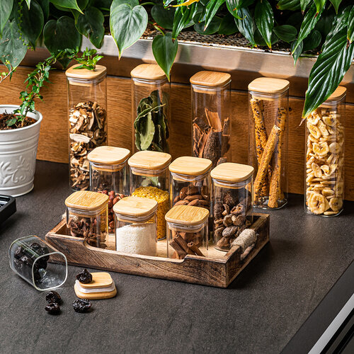 4Home Steklena posoda za živila z pokrovom Bamboo,300 ml