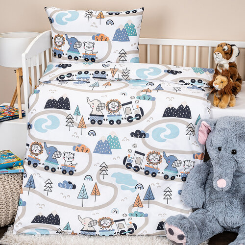 4Home Дитяча бавовняна постільна білизна Happy train, 100 х 135 см, 40 х 60 см