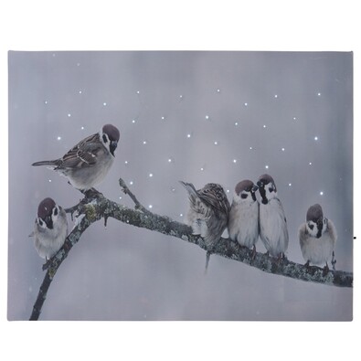 Birds in winter LED vászonkép, 40 x 30 cm