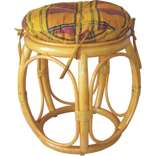 Taboret rattanowy brązowy