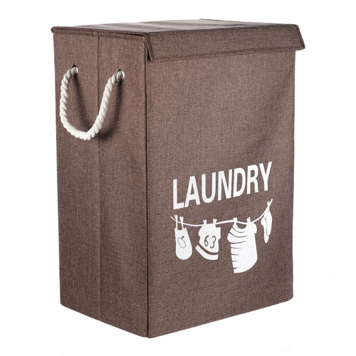 Kosz płócienny na brudną bieliznę LAUNDRY 40 x 30 x 60 cm, brązowy