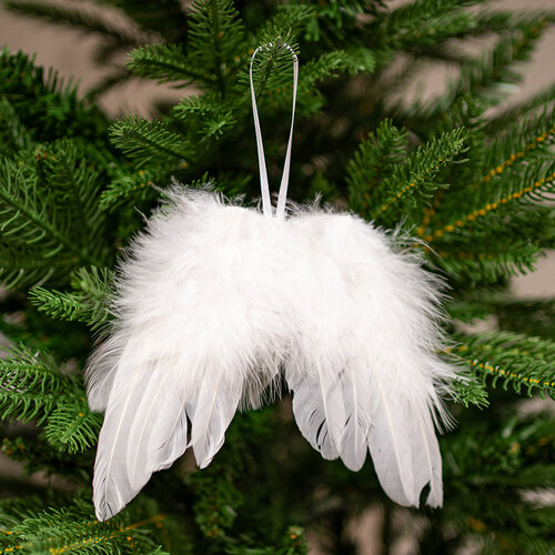 Anjelské krídla z peria 13 x 9 x 2 cm, biela, sada 12 ks