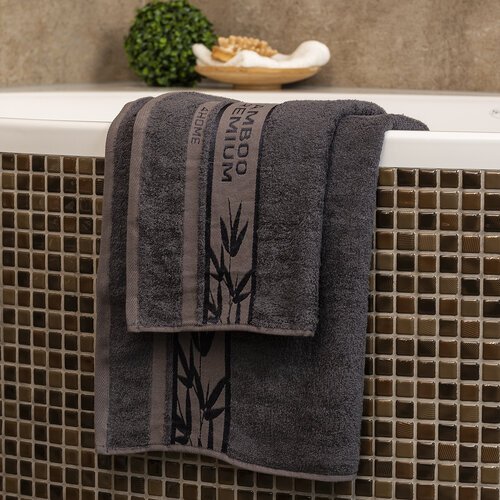 4Home Комплект Bamboo Premium рушник для ванни та рушник для рук темно-сірий, 70 x 140 см, 50 x