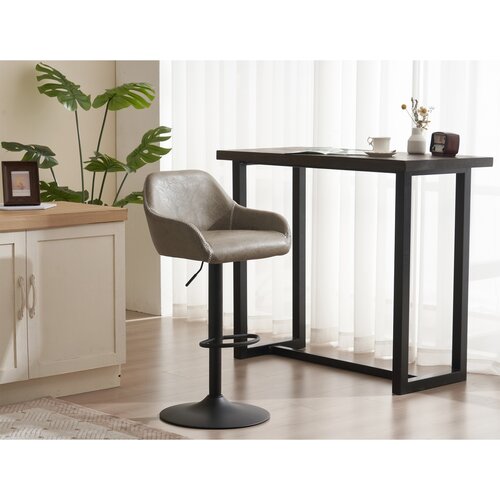 Scaun de bar din piele ecologică B-716 GREY3, gri