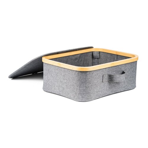 Скринька для зберігання G21 40 x 30 x 15 см,бамбукова з кришкою, сіра