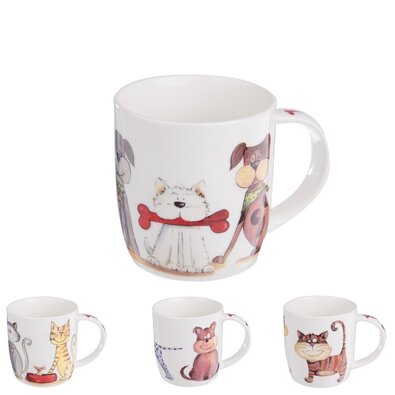 Orion Set porcelanastih skodelic Psy in mačke 0,4l, 4 kos