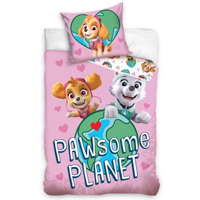 Lenjerie de pat din bumbac pentru copii Paw Patrol Paw Planet, 140 x 200 cm, 70 x 90 cm