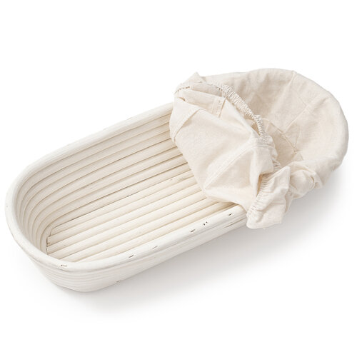 HOME ELEMENTS Coș oval cu inserție din țesătură,35 x 14 cm x 7,5 cm