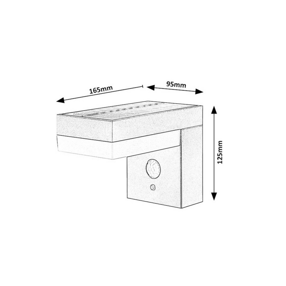 Rabalux 77009 solární venkovní nástěnné svítidlo Zrebar, se senzorem