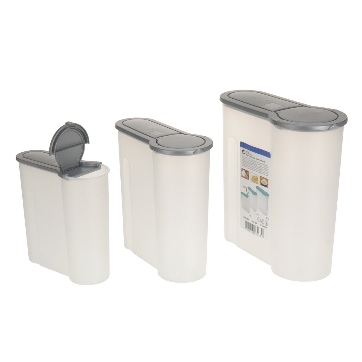 Sada plastových dóz s vekom, 3 ks