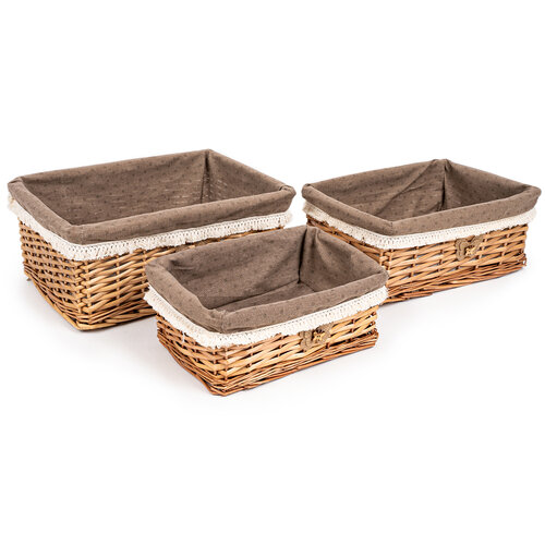 Weidenkorb-Set Village Braun, 3 Stück, 3 Größen, 30 x 16 x 40 cm