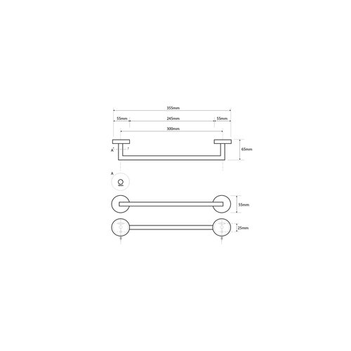 SAPHO XS400 X-Steel törülközőtartó 35,5 cm ,csiszolt rozsdamentes acélból