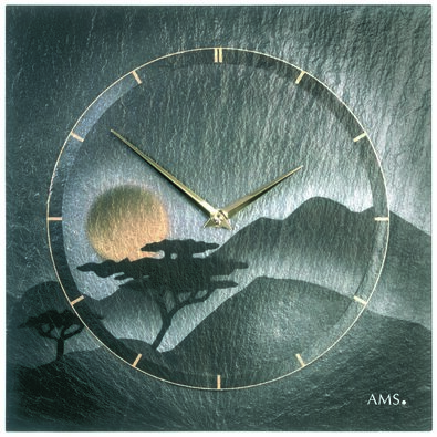 AMS 9514 designové nástěnné břidlicové hodiny, 30 x 30 cm