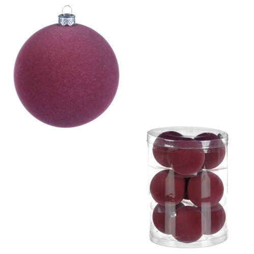 Vánoční sametové koule, plast, fialová, 9 ks