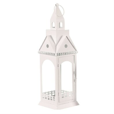 Kovový lampáš Kostolná veža, v. 46 cm, biela