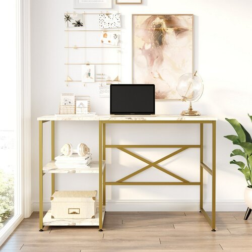 Schreibtisch Vilge White Marble and Gold
