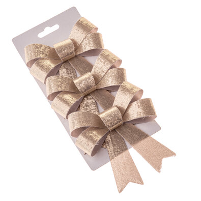 Set vianočných mašlí 10 x 13 cm, champagne, 3 ks