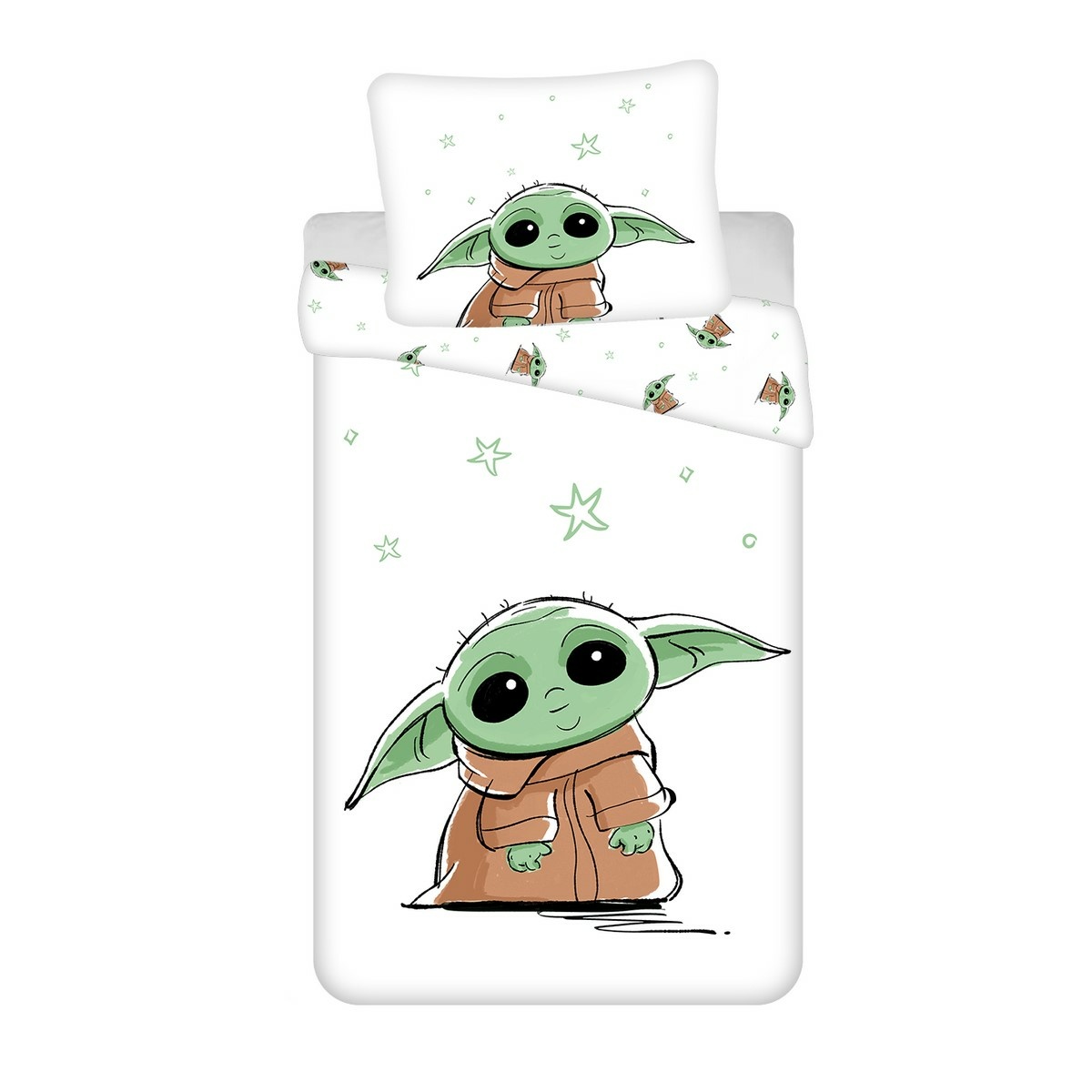 Levně Jerry Fabrics Bavlněné povlečení Star Wars Baby Yoda, 140 x 200 cm, 70 x 90 cm