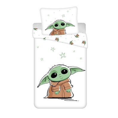 Jerry Fabrics Bombažna posteljnina Star Wars Baby Yoda, 140 x 200 cm, 70 x 90 cm