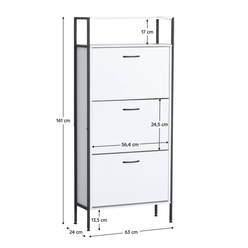 Botník TREDIS, 3 etaje, alb