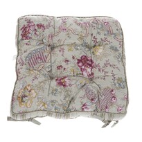 Стьобана подушка на сидіння Квіти сіра, 40 x 40 см