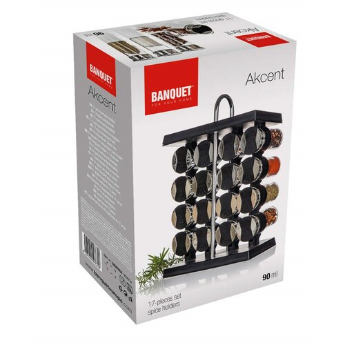 Banquet Komplet korenin v stojalu AKCENT Black, 17kosov