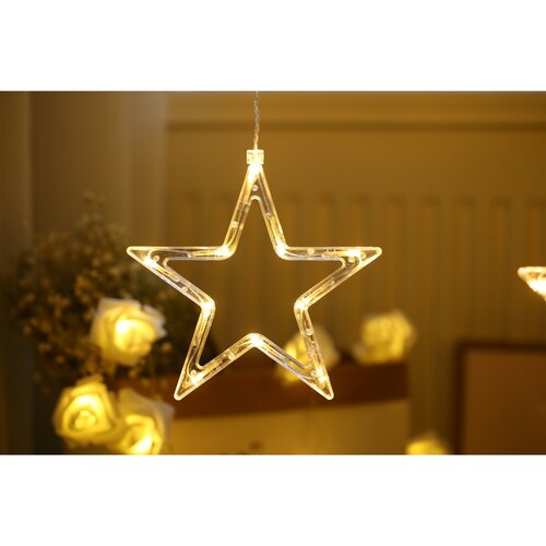 Sharks Weihnachtsbeleuchtung Sterne Warmweiß, 115LEDs