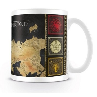 Game of Thrones Keramický hrnček Map 315 ml, biela