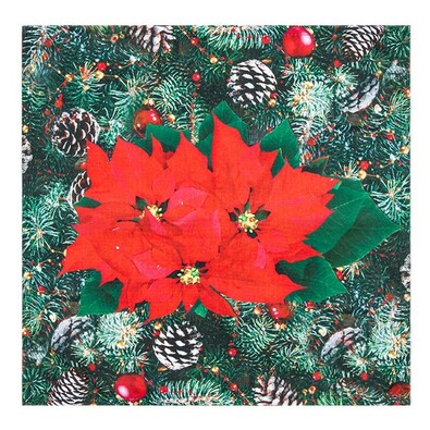 Faţă de masă cu model de Crăciun Flori de Crăciun, 35 x 35 cm