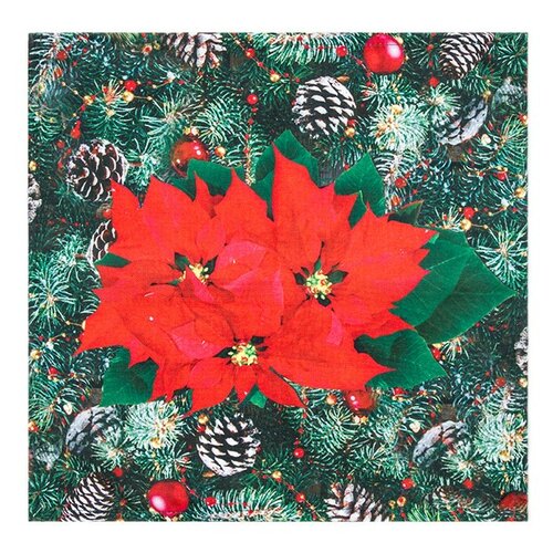 Faţă de masă cu model de Crăciun Flori de Crăciun, 35 x 35 cm