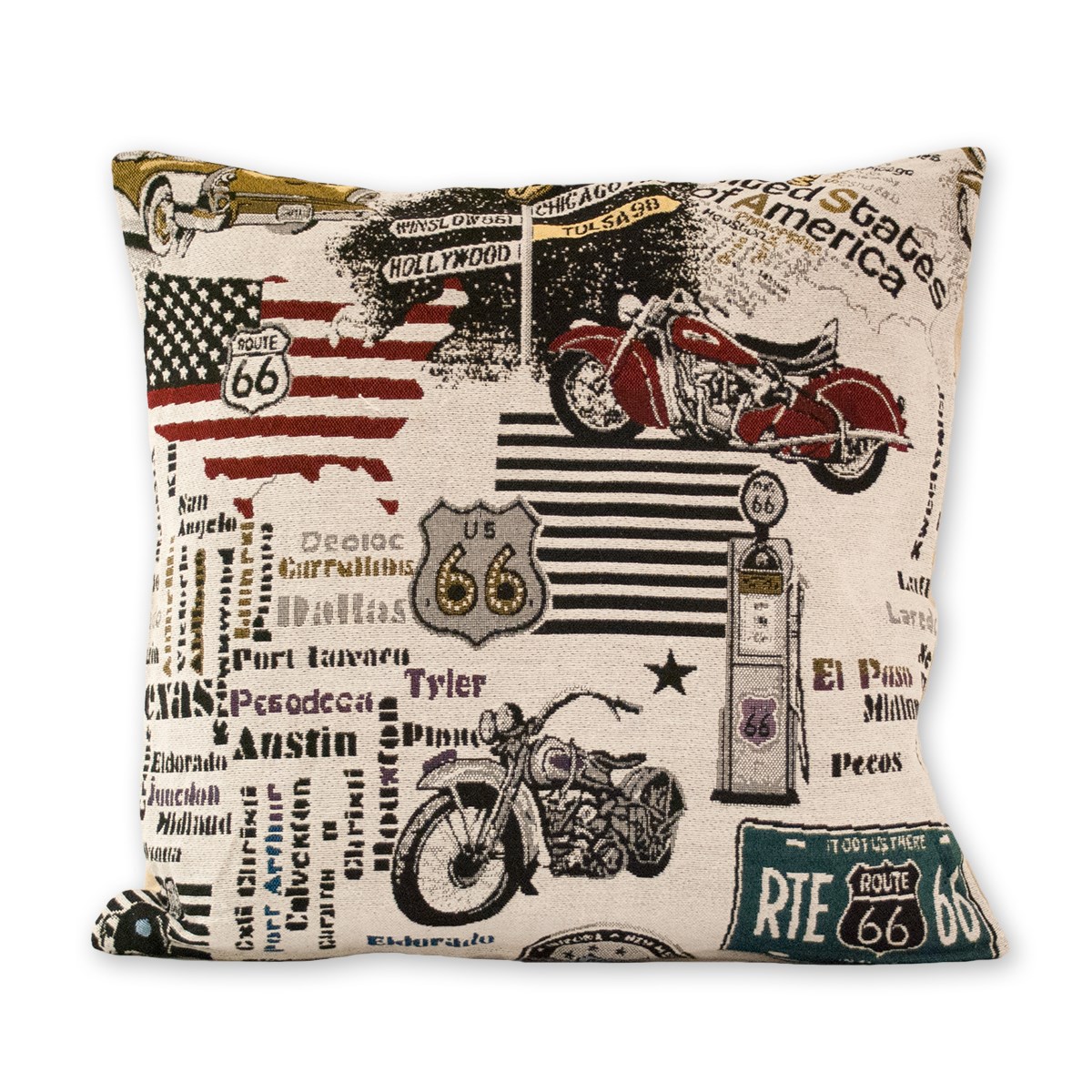 Jahu Obliečka na vankúšik Žakár Route 66, 45 x 45 cm