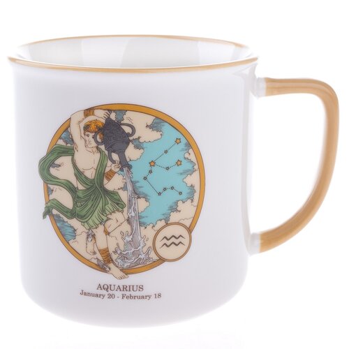 Porcelanasti hrnček Zvěrokruh - Vodnář, 460 ml