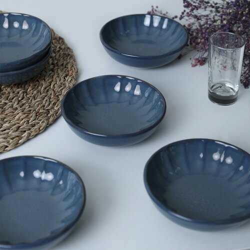 Set de 6 boluri din ceramică Laguna 12 cm,albastru închis