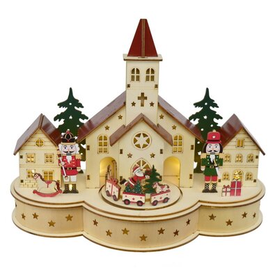 Božična svetleča vasica z vozečim vlakom, 30 x 14 x 21 cm, LED