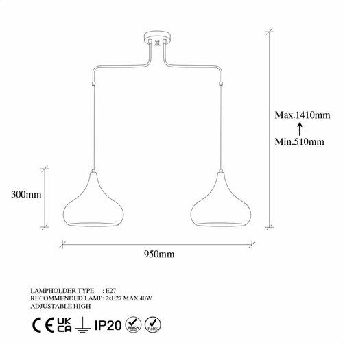Lampa wisząca Muba - 11551, miedziana