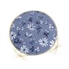 Bellatex Sitzkissen DITA rund glatt Karo mit Blume blau, 40 cm