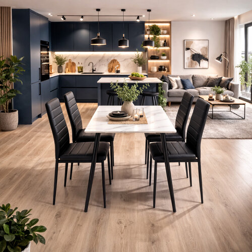 Jedálenský stôl CERAVIBE 140, biely mramor