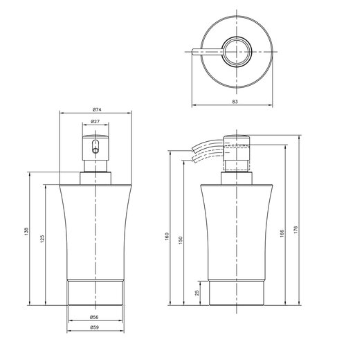 SAPHO 1308-31 Justy dozownik mydła do postawienia,ceramika/stainless steel