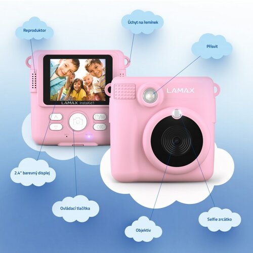LAMAX InstaKid1 aparat fotograficzny dla dzieci,różowy