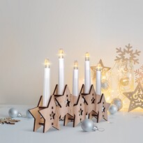 Solight Świecznik drewniany Gwiazdy z 5 świecami LED, ciepły biały