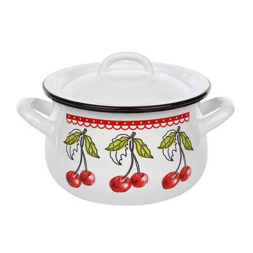 Cherry zománcozott fazék fedéllel, 1,4 l