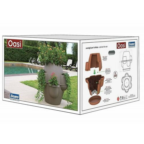 Bama Garten Topf mit Untertasse Oasi Terrakotta, 70 x 80 x 70 cm